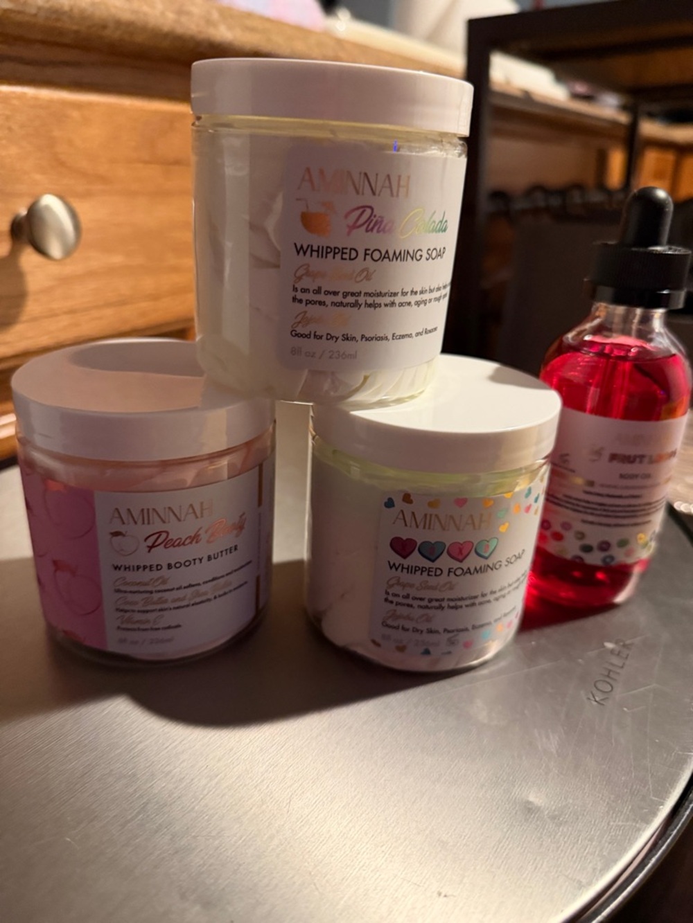 BUBDLE ❌AMINNAH Whipped Foaming Soap & Body Butter Trio - White/Pink/Yellow - Picture 1 of 1